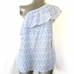 Two by Vince Camuto Ikat One-Shoulder Blouse